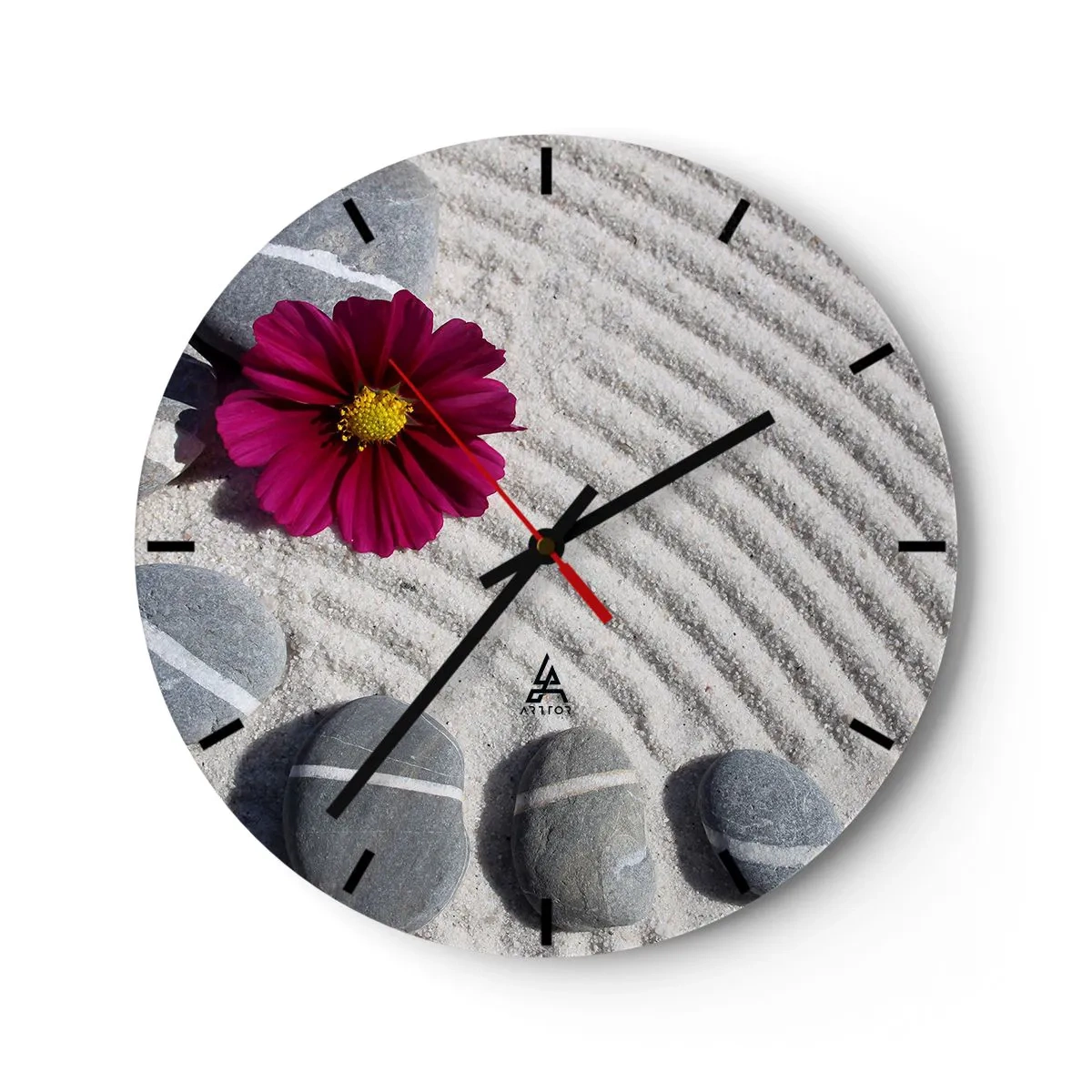 Wall clock - Clock on glass - Energy and Tranquillity of the Magic Circle of Nature - 40x40 cm