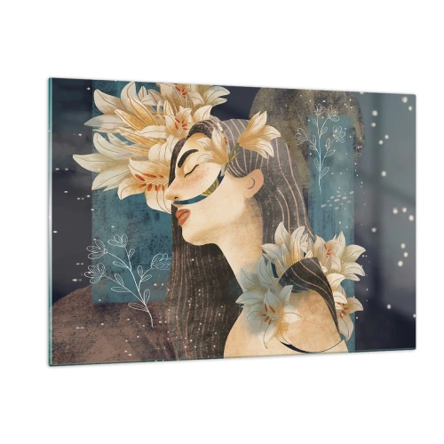 Glass picture - Tale of a Queen with Lillies - 120x80 cm