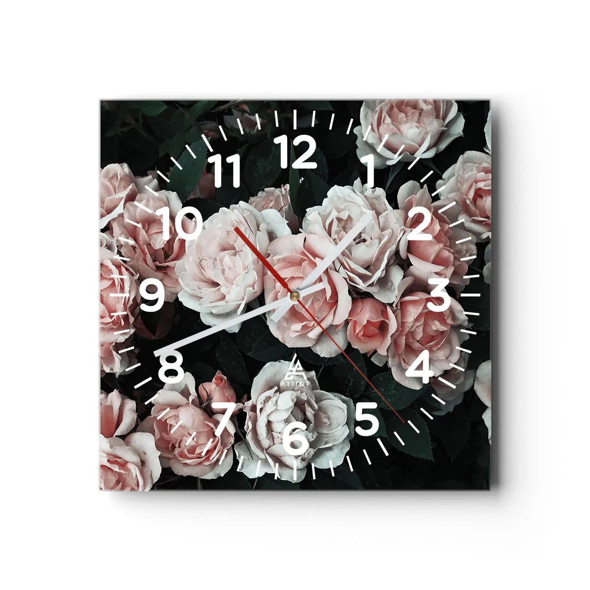 Wall clock - Clock on glass - Rose Ensemble - 30x30 cm