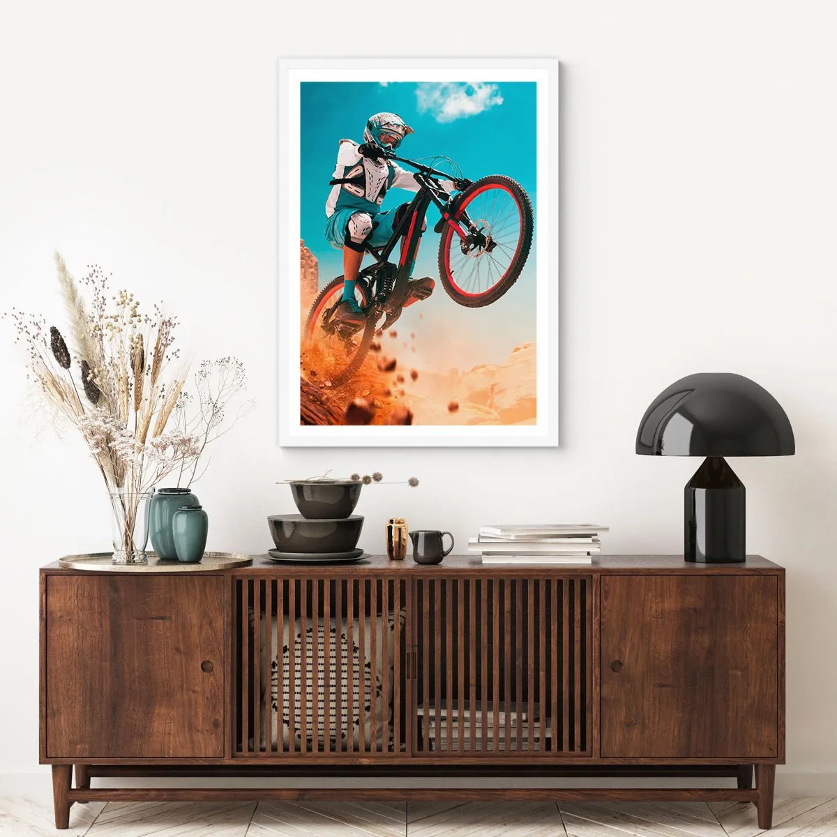 Poster in white frmae - Madness on Wheels - 50x70 cm