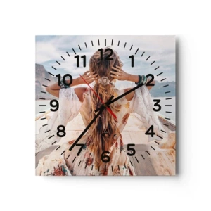 Wall clock - Clock on glass - On the Way to Happiness - 30x30 cm