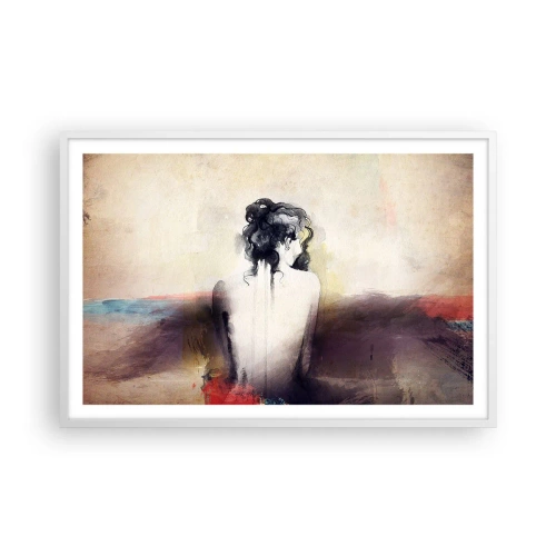 Poster in white frmae - Gentle Lines, Oval Shapes - 91x61 cm