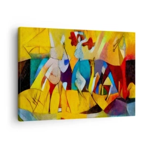 Canvas picture - A colorful abstraction depicting figures in a geometric form - 70x50cm - Sun -Life - Happiness - Modern wall decoration for the living room and bedroom ARTTOR