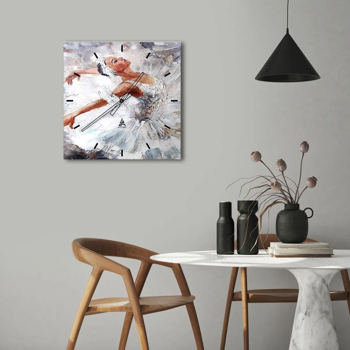Wall clock - Clock on glass - Delicate and Light As a Tulle - 30x30 cm