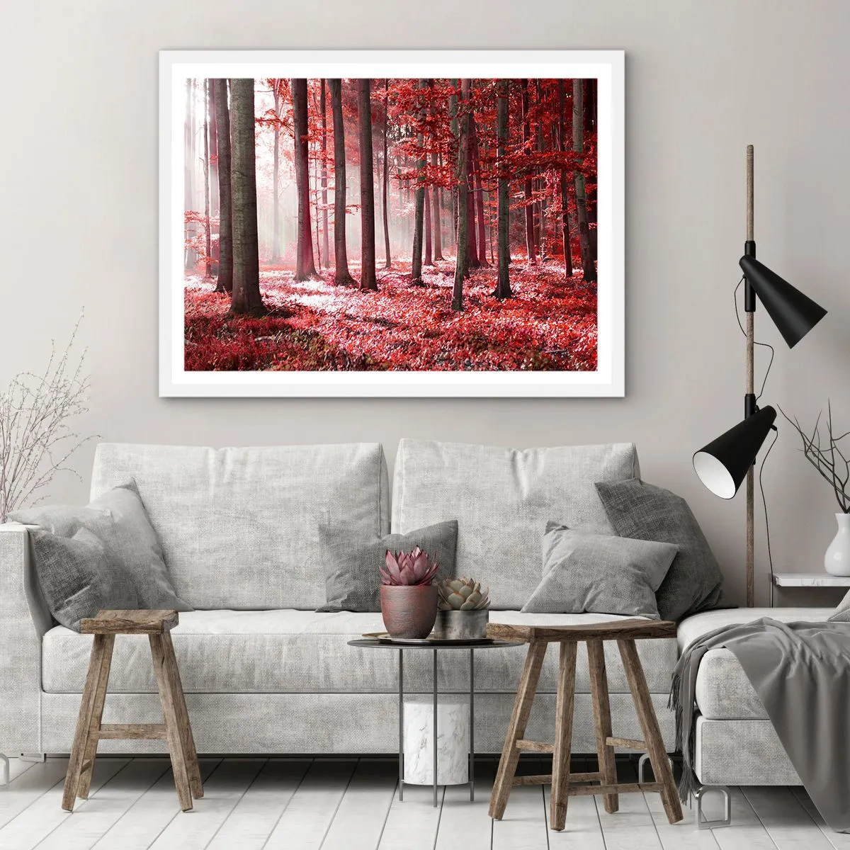 Poster in white frmae - Red Equally Beautiful - 91x61 cm