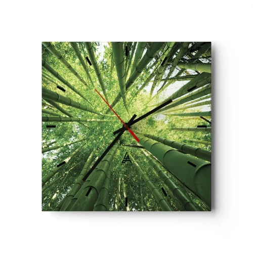 Wall clock - Clock on glass - In a Bamboo Forest - 40x40 cm