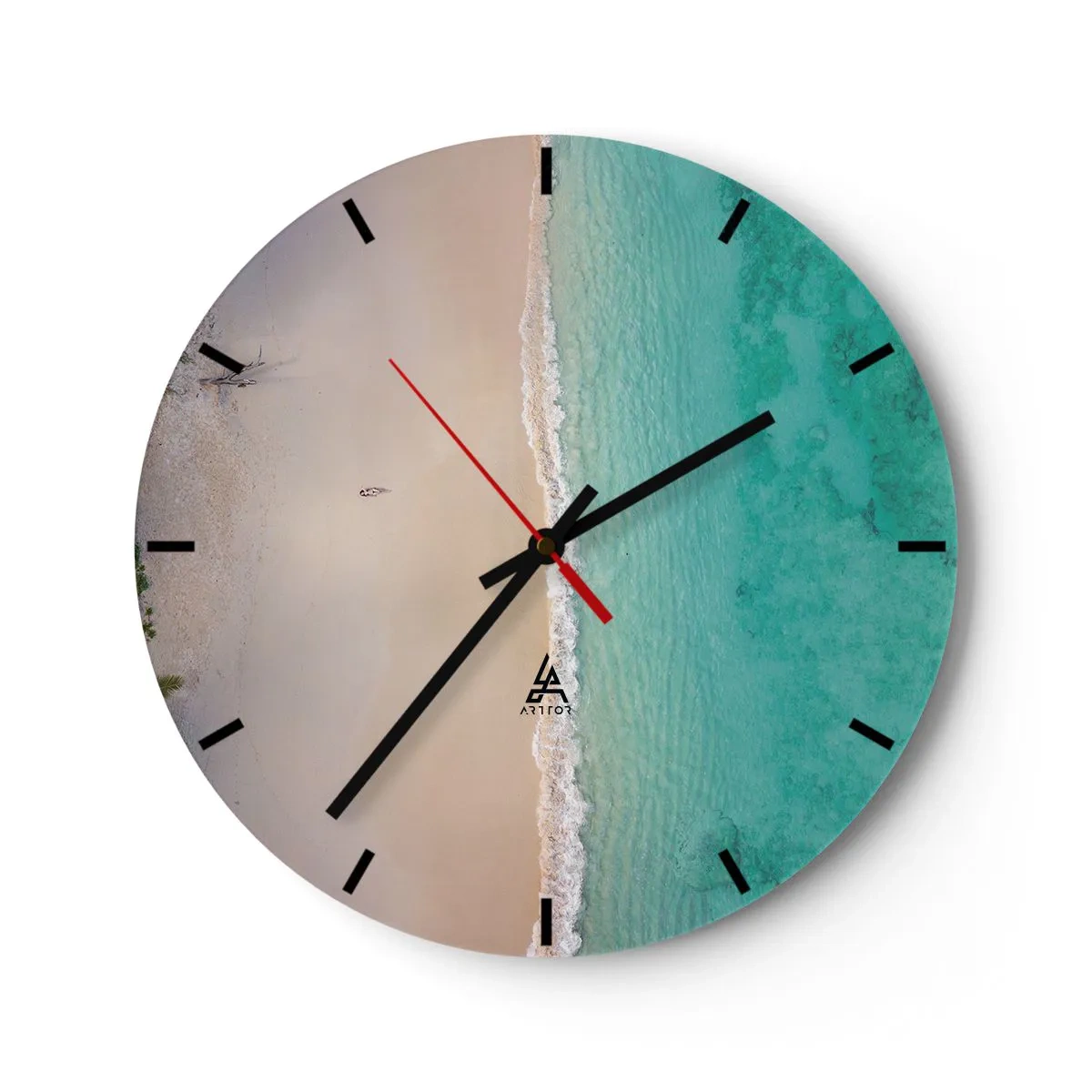 Wall clock - Clock on glass - Paradise Beach - 40x40 cm