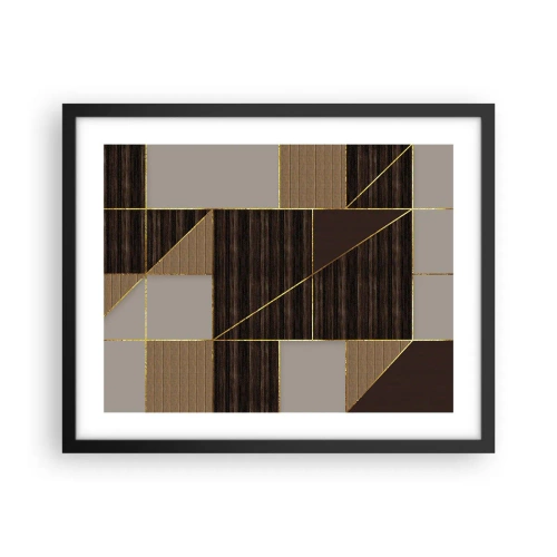 Poster in black frame - Mosaic of Brown and Gold - 50x40 cm