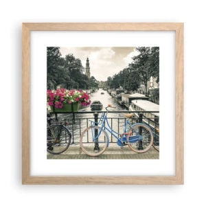 Poster in light oak frame - Colour of a Street in Amsterdam - 30x30 cm