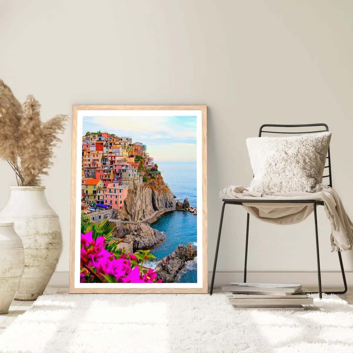 Poster in light oak frame - Laughing City - 70x100 cm