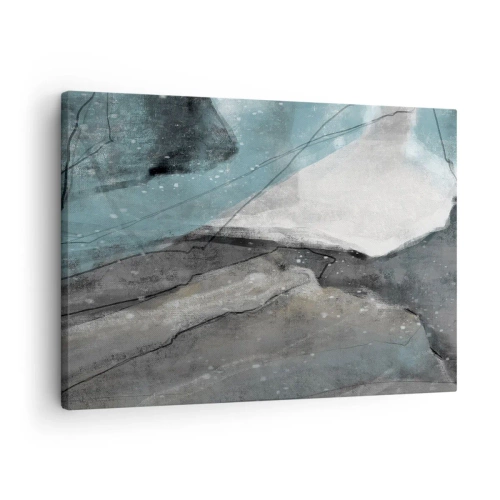 Canvas picture - Abstract composition in shades of gray and blue - 70x50cm - Abstract: Rocks and Ice - Modern wall decoration for the living room and bedroom ARTTOR