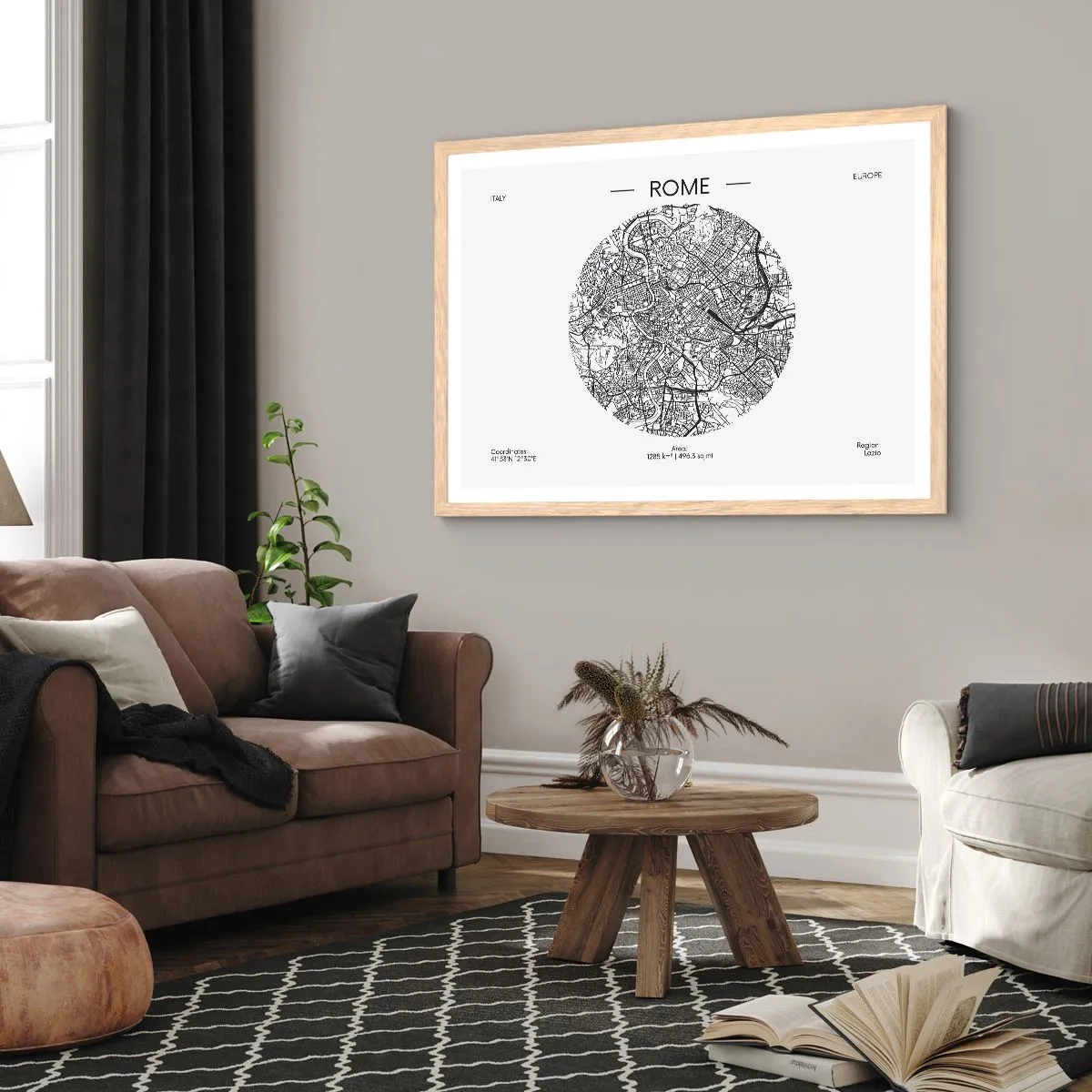 Poster in light oak frame - Anatomy of Rome - 91x61 cm