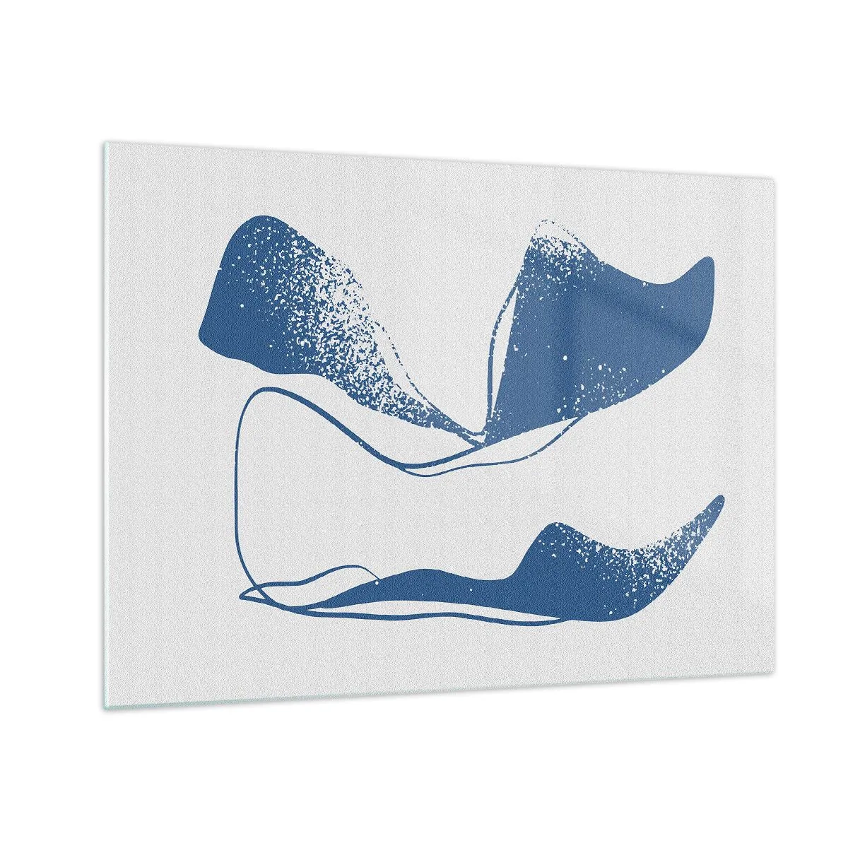 Glass picture - Navy blue abstract forms resembling wings - 70x50cm - Abstract with Wings - Modern wall decoration for the living room and bedroom ARTTOR