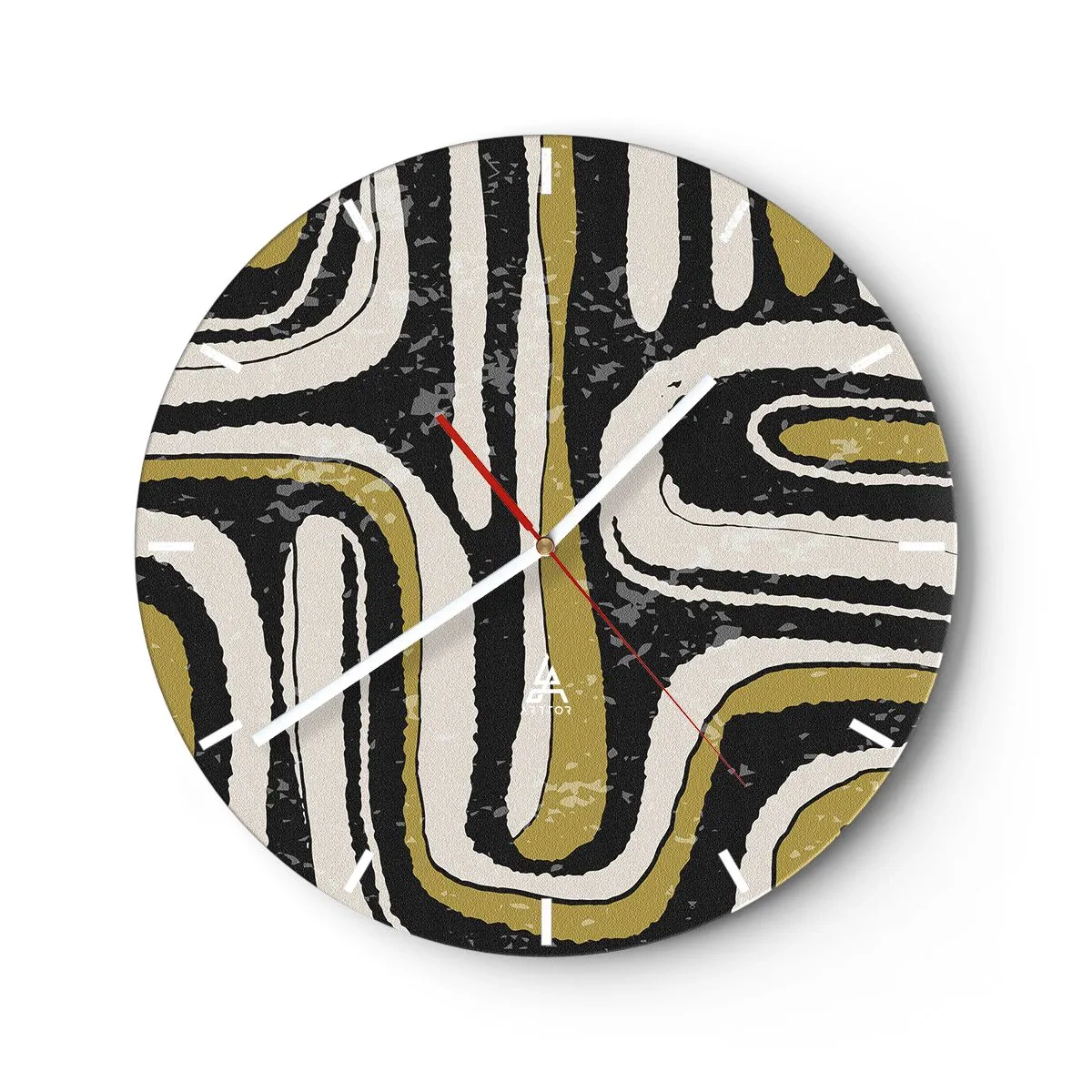 Wall clock - Clock on glass - Compositions: Tracks and Alleys - 40x40 cm