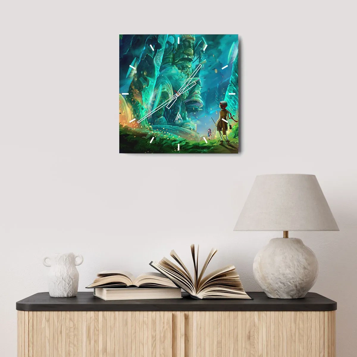 Wall clock - Clock on glass - From a Book of Fairy Tales - 30x30 cm