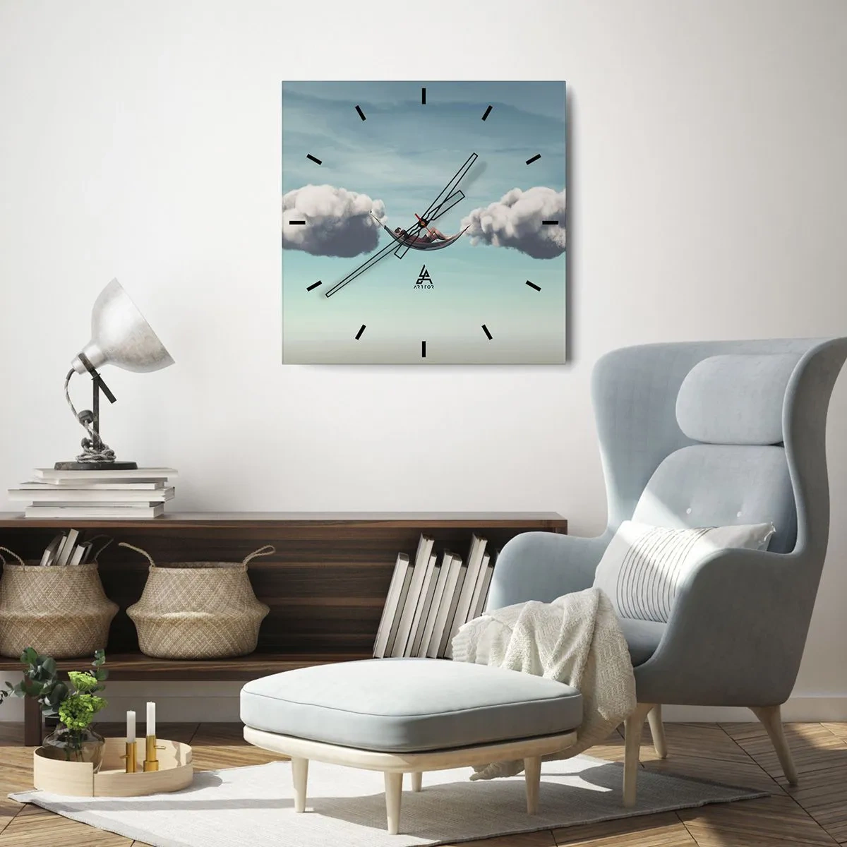 Wall clock - Clock on glass - Blissful Moment - 40x40 cm