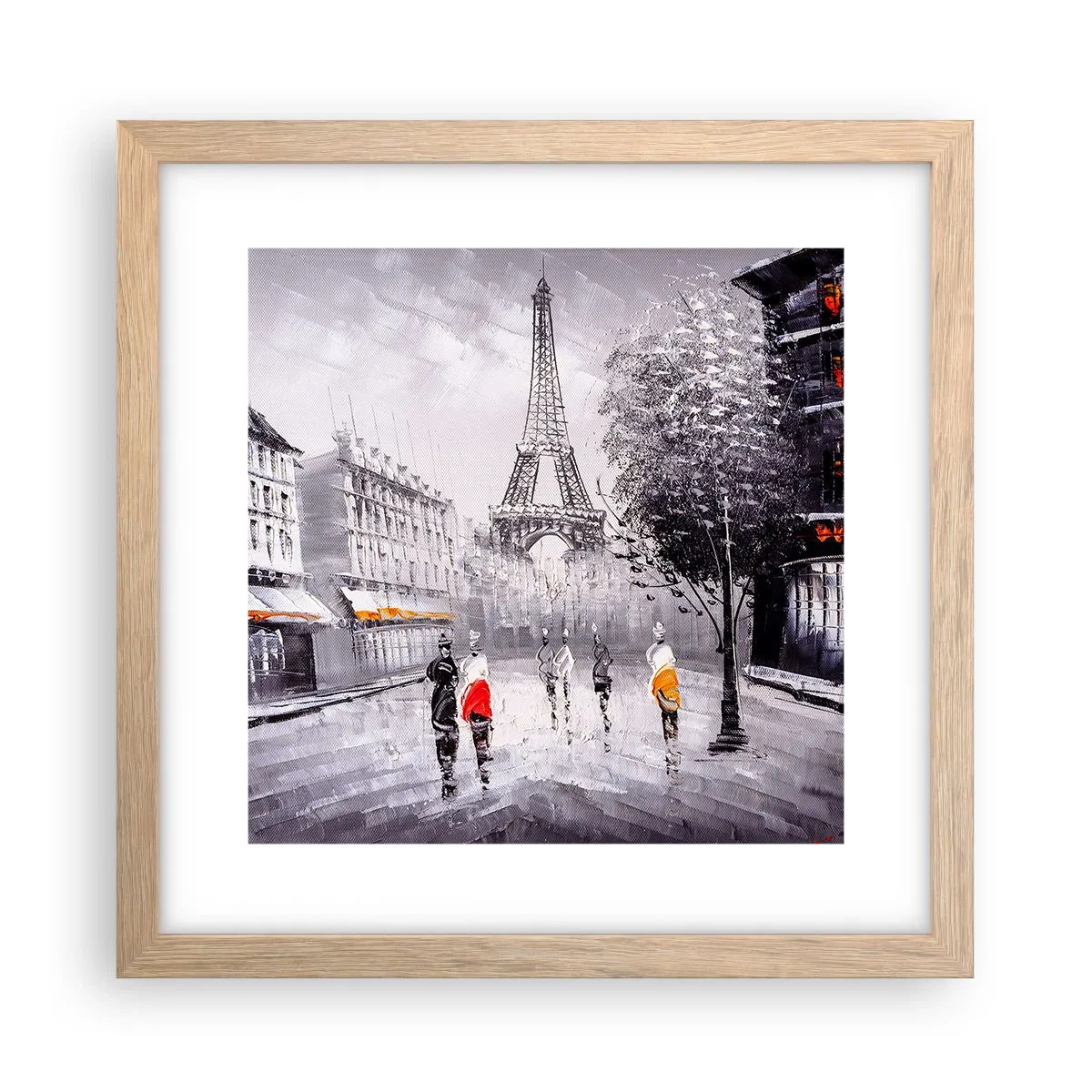 Poster in light oak frame - Parisian Walk - 30x30 cm