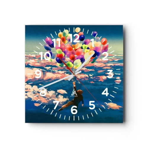 Wall clock - Clock on glass - Fulfilled Childhood Dream - 30x30 cm