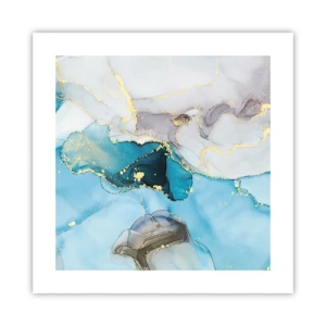 Poster - Study in Grey and  Turquoise Encounter - 40x40 cm