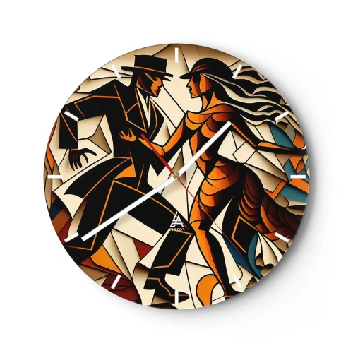 Wall clock - Clock on glass - Dance of Passion  - 40x40 cm