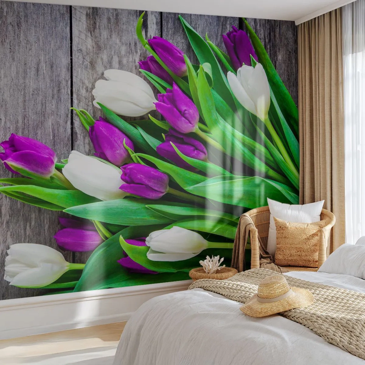 Photo Wallpaper Premium Canvas - On a Spring Holiday - Flowers, Tulips, Bouquet of flowers - 250x175 cm