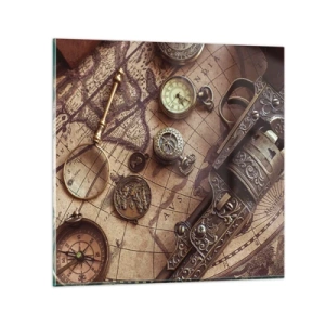 Glass picture - Adventure Calls - 30x30 cm