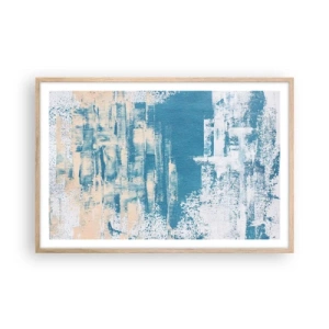 Poster in light oak frame - Through an Icicle - 91x61 cm