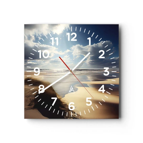 Wall clock - Clock on glass - Beach, Wild Beach - 40x40 cm