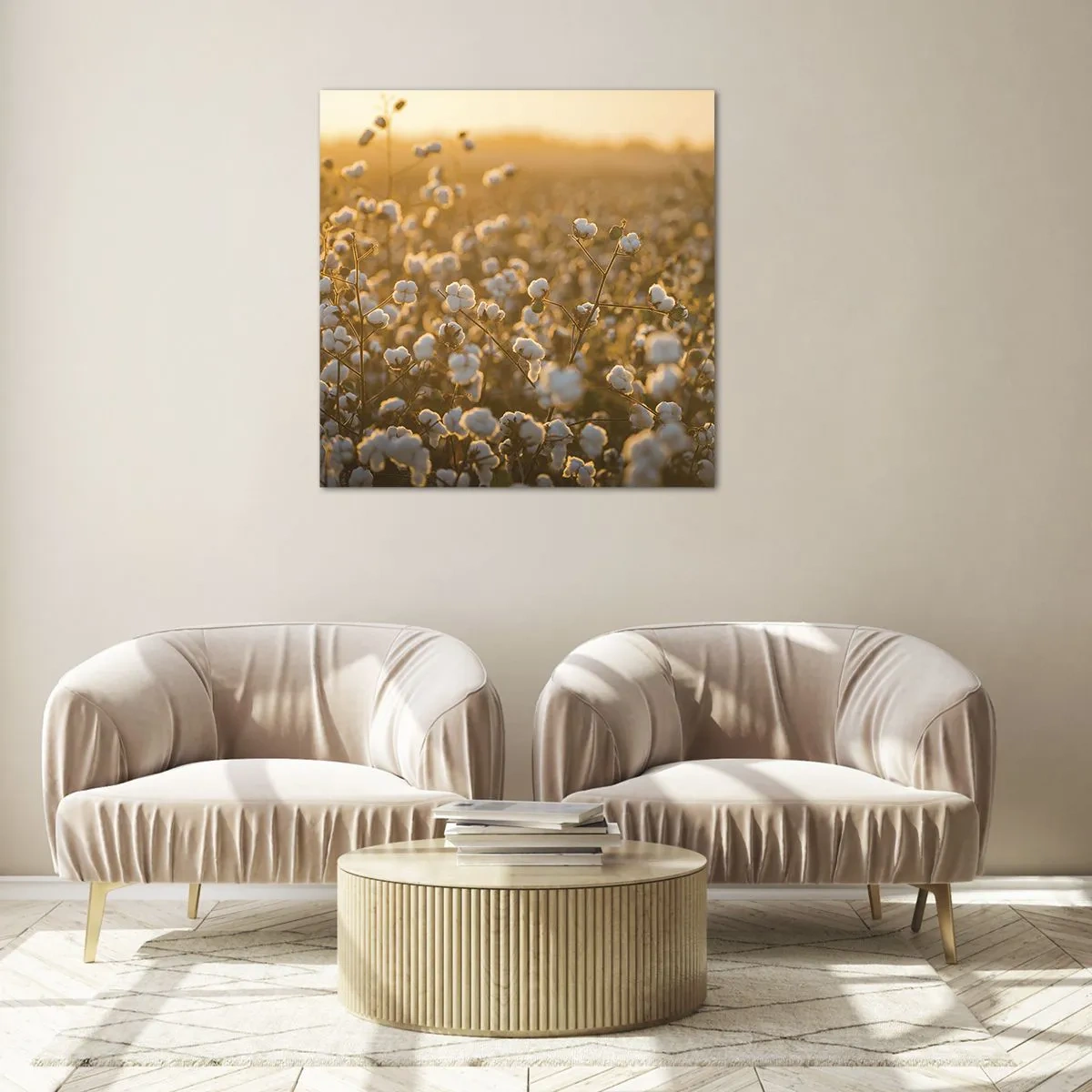 Glass picture - Fluffy Field - 60x60 cm