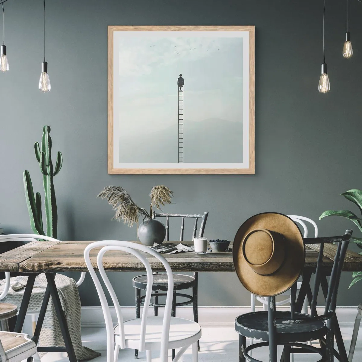 Poster in light oak frame - Rise above It - 50x50 cm