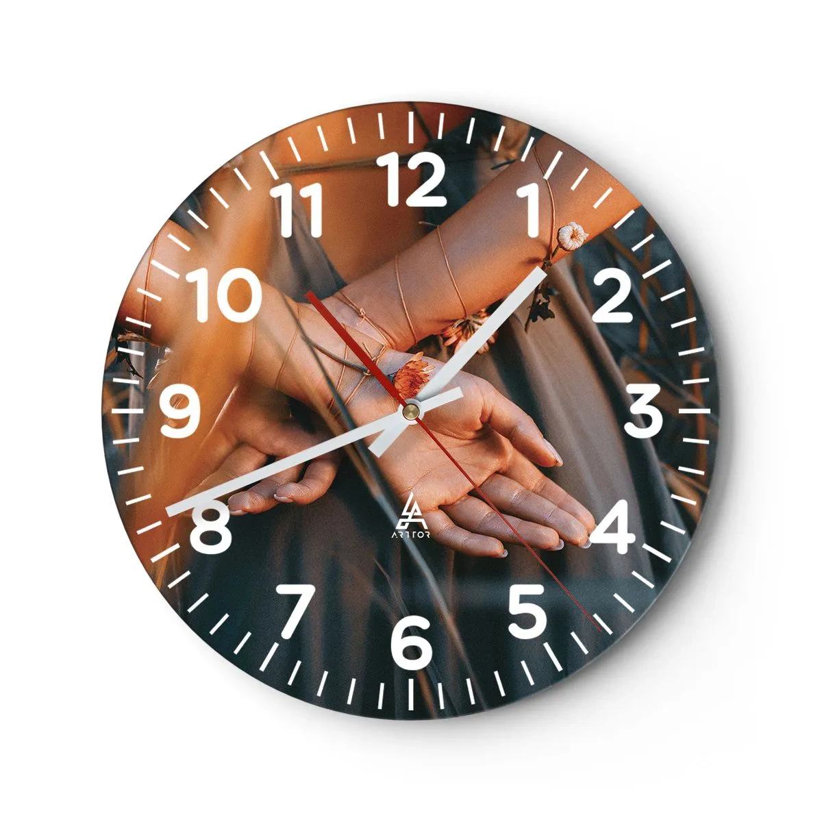 Wall clock - Clock on glass - Connected with Nature - 40x40 cm