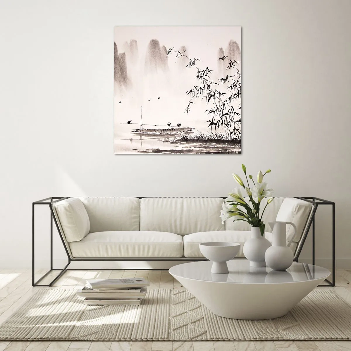 Glass picture - Quiet As a Rice Field - 70x70 cm