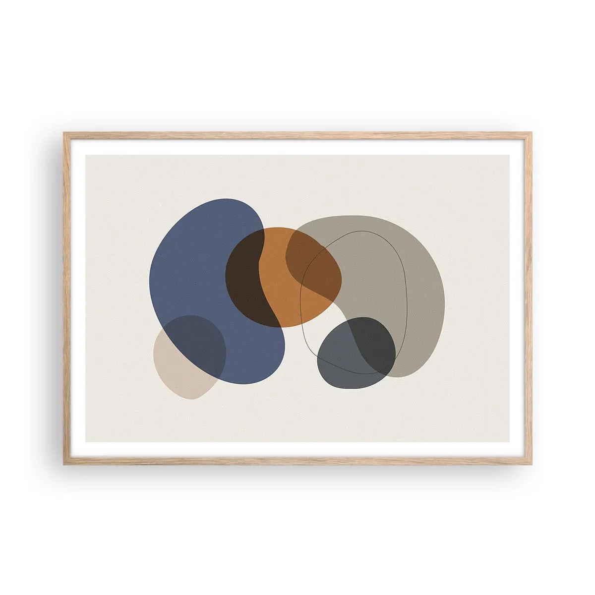 Poster in light oak frame - Drops of Colours - 100x70 cm