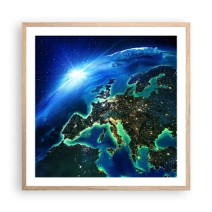 Poster in light oak frame - Sparkling Europe - 60x60 cm
