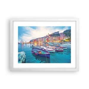 Poster in white frmae - Colourful Evening in a Port - 40x30 cm