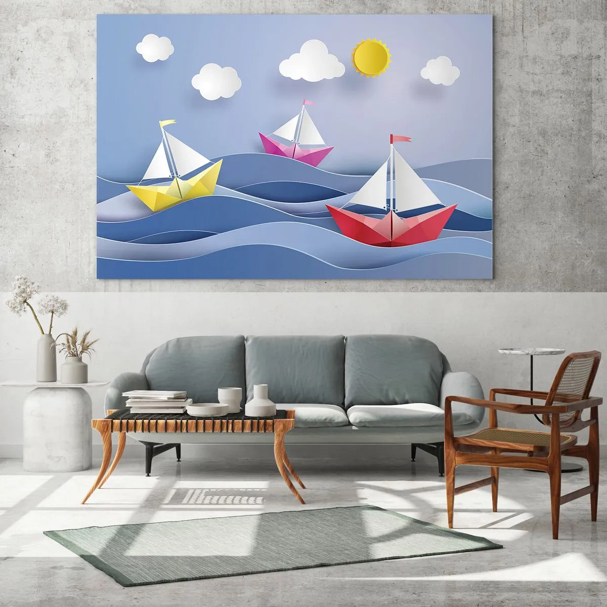 Glass picture - Oh, how nice it is to rock in the waves - 70x50cm - Rocking the Waves - Modern wall decoration for the living room and bedroom ARTTOR
