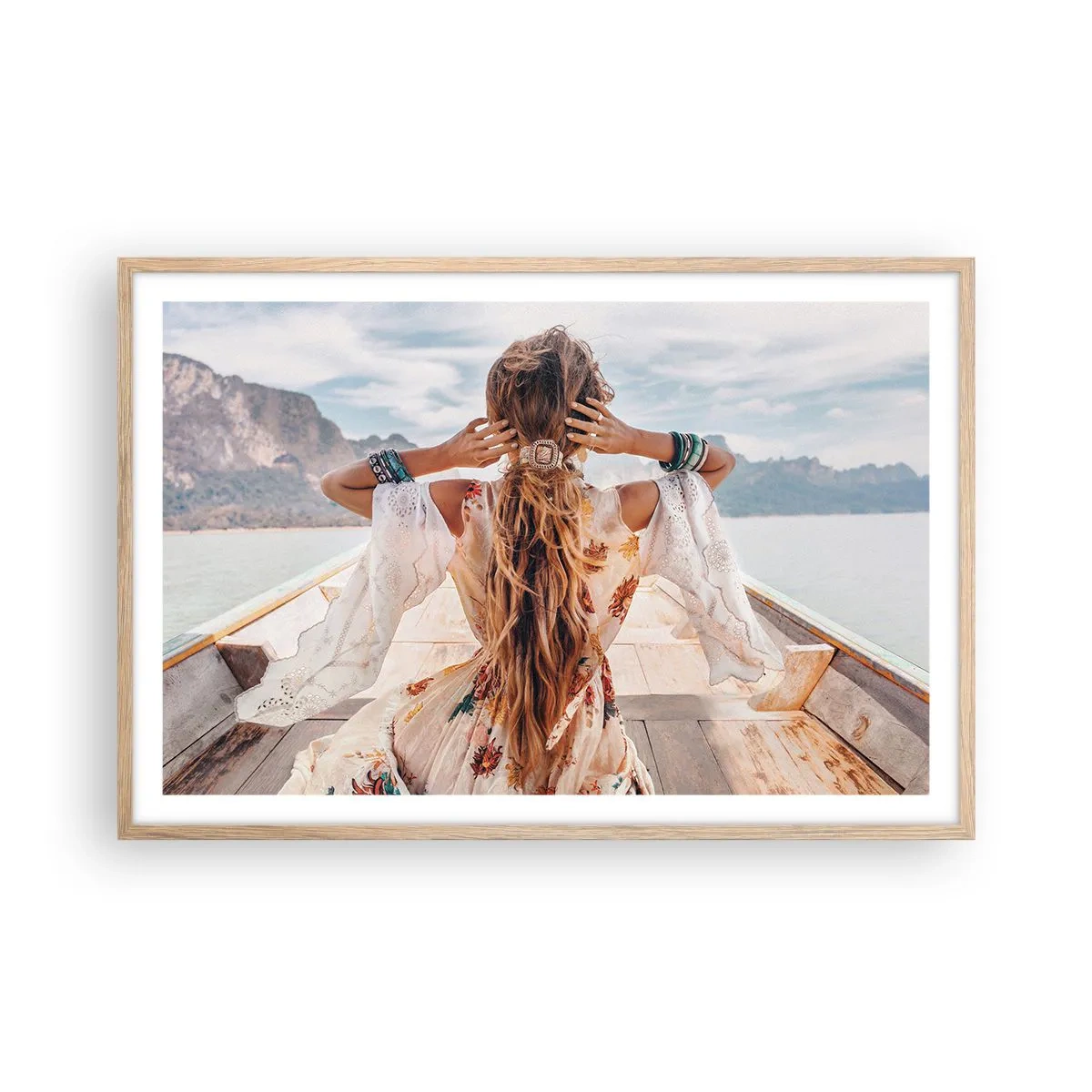 Poster in light oak frame - On the Way to Happiness - 91x61 cm