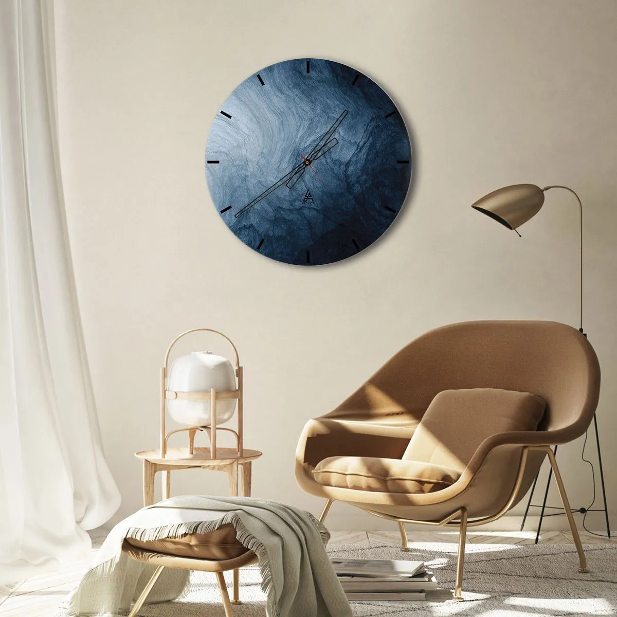 Wall clock - Clock on glass - Going Deep - 30x30 cm