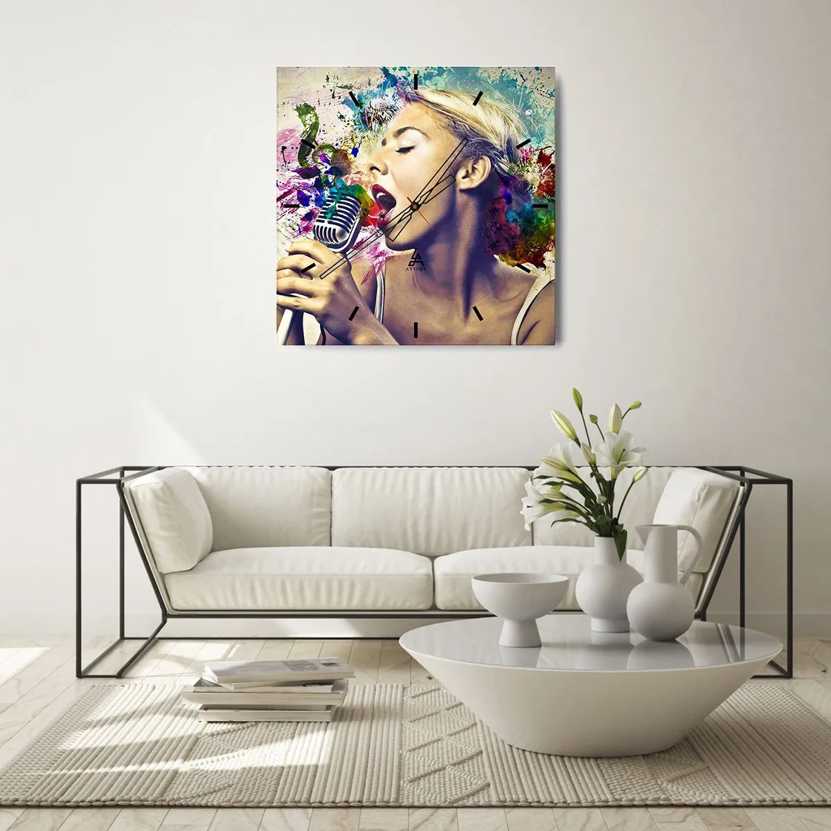 Wall clock - Clock on glass - Painting the World with One's Voice - 40x40 cm