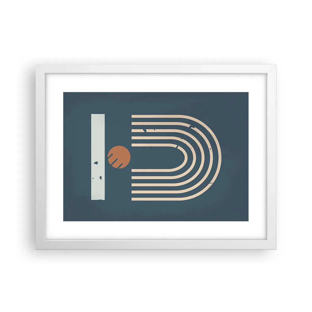 Poster in white frmae - Geometry on Navy Blue - 40x30 cm