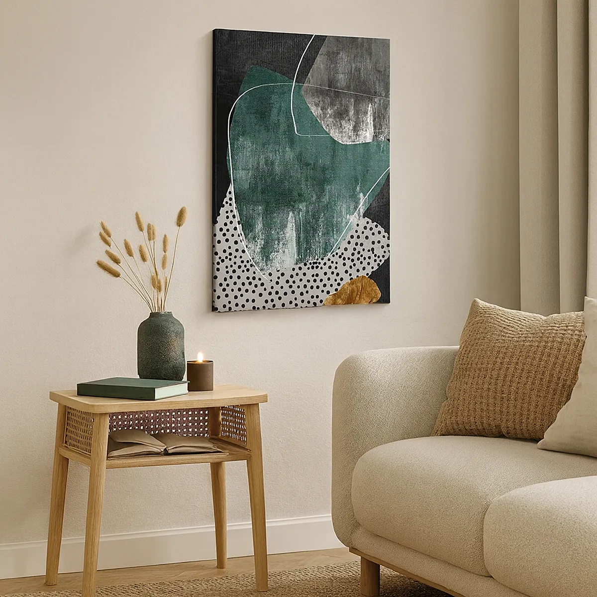 Canvas picture - Colourful Abstract with a Golden Petal - 50x70 cm