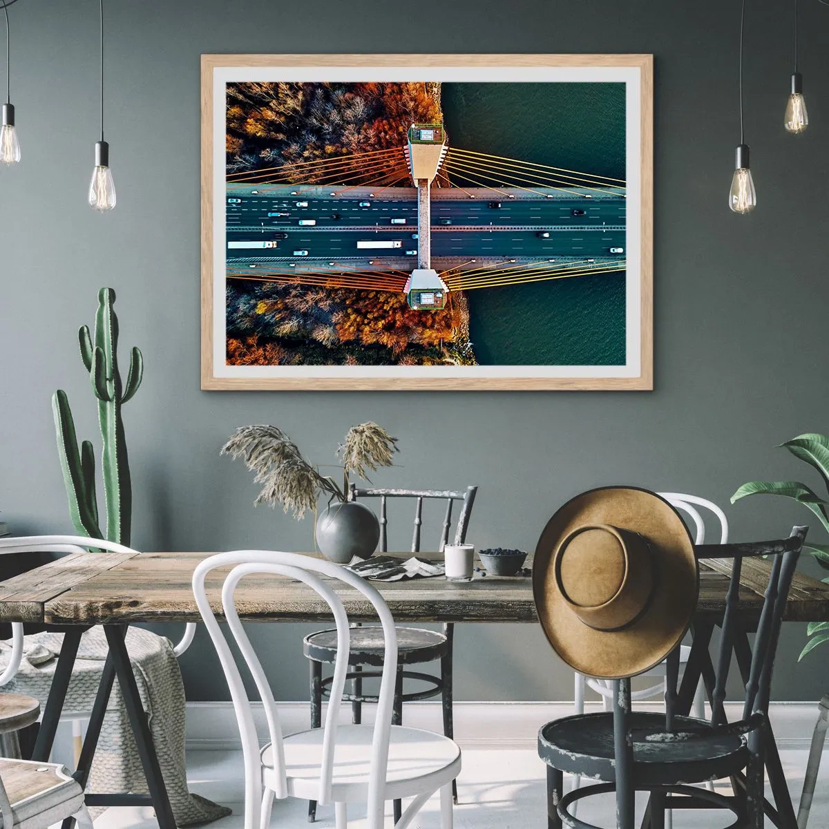 Poster in light oak frame - Behind Seas and Oceans - 100x70 cm
