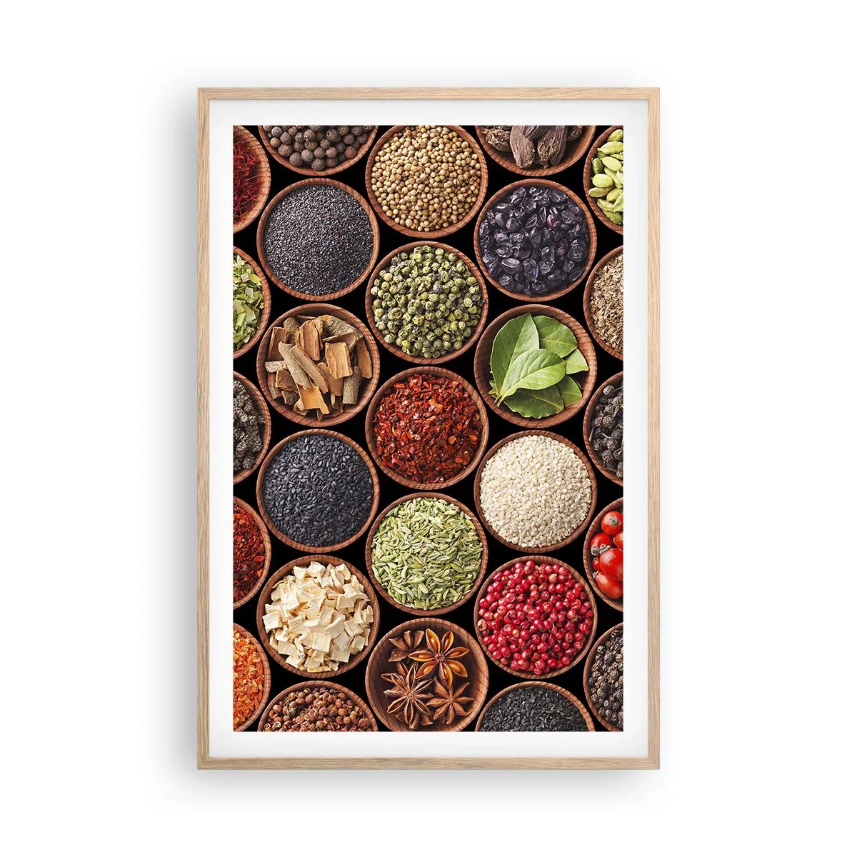Poster in light oak frame - All Flavours of the World - 61x91 cm