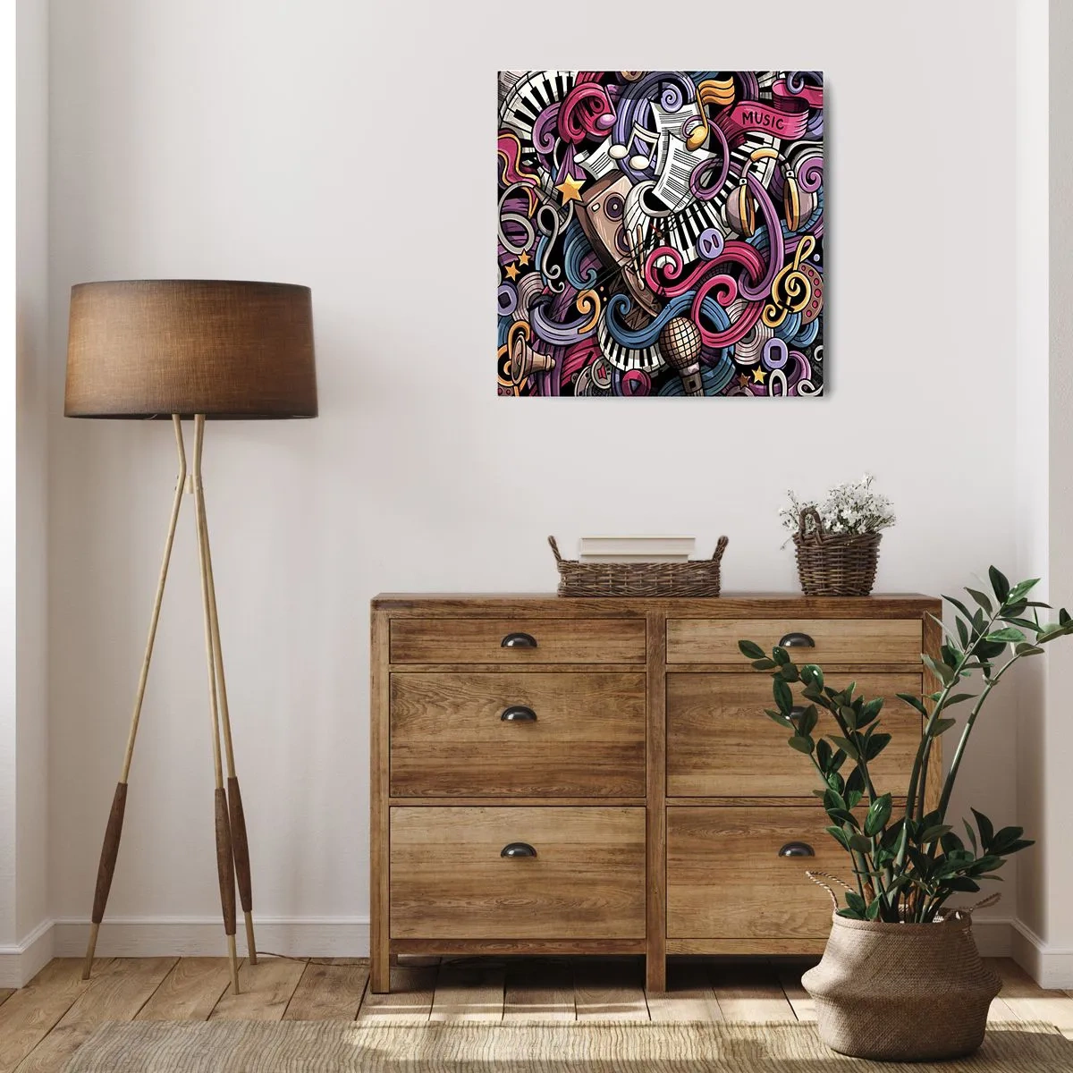 Wall clock - Clock on glass - Complicated Melody - 40x40 cm