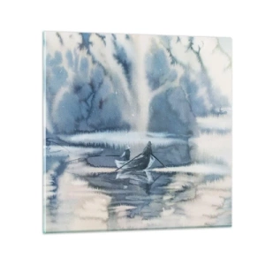 Glass picture - Fishermen in Their Paradise - 70x70 cm