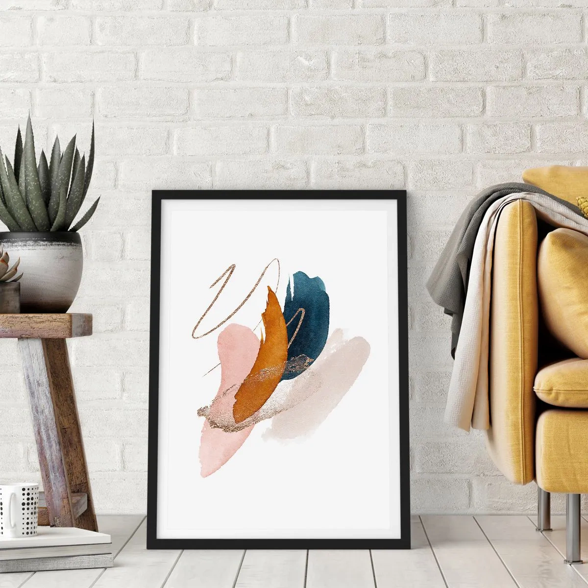 Poster in black frame - Composition with Wings - 70x100 cm