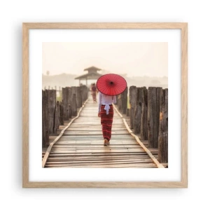 Poster in light oak frame - On an Old Bridge - 40x40 cm