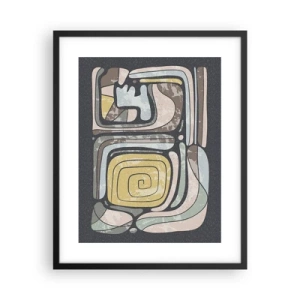Poster in black frame - Abstract in Precolumbian Style  - 40x50 cm