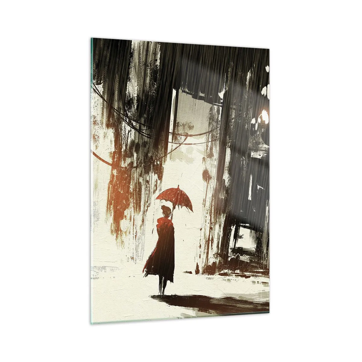 Glass picture - Poetry of a Red Umbrella - 50x70 cm