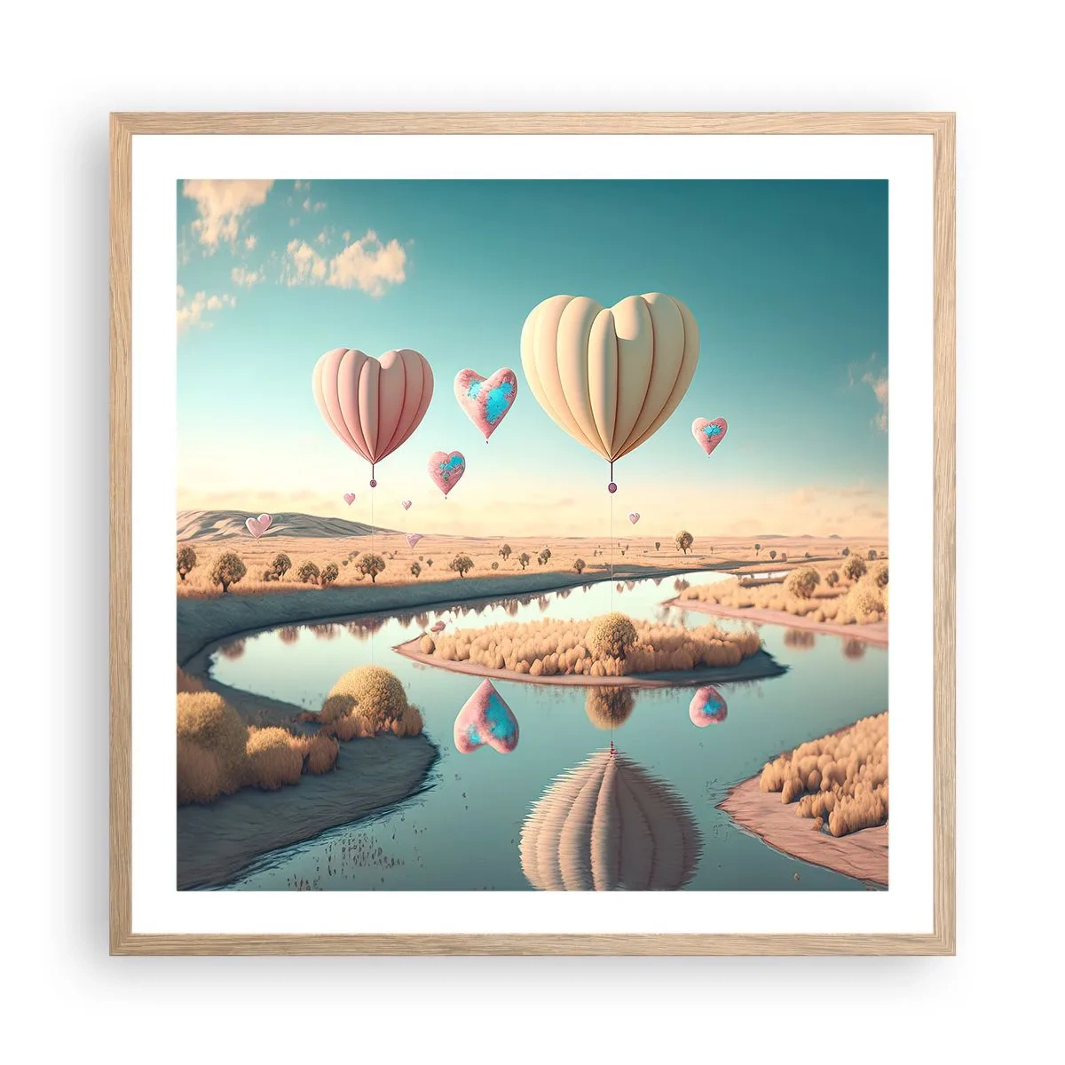 Poster in light oak frame - Love Lifts You up - 60x60 cm